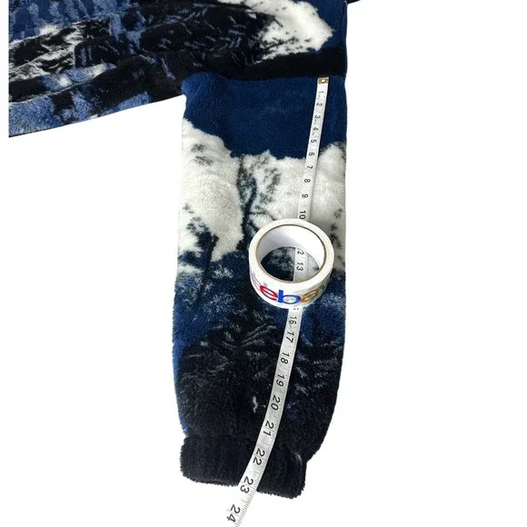 Zara Wolf Landscape Design‎ Borg Teddy Mock Neck Full Zip Fleece Jacket Size M - Picture 11 of 15